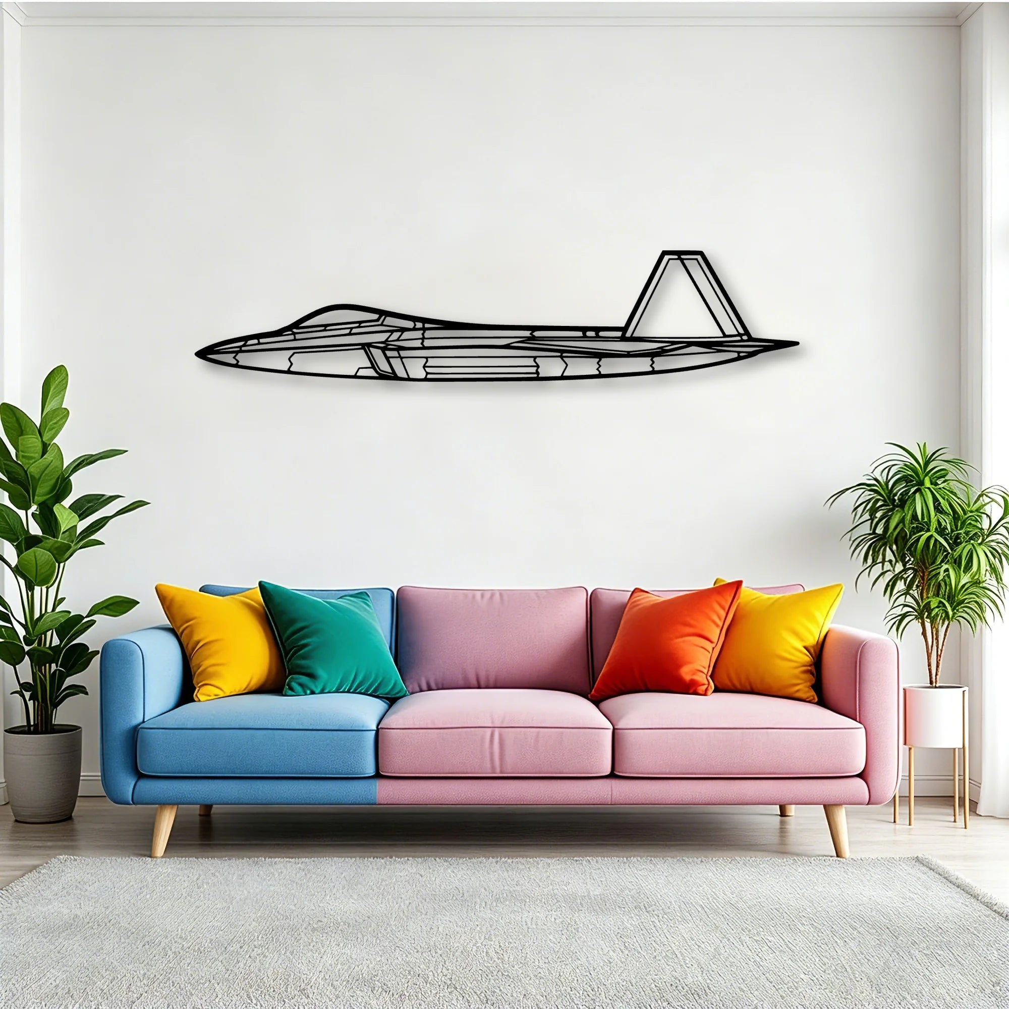 F 22 Raptor 3 Classic Aircraft Silhouette Metal Wall Art - Tinvibe
