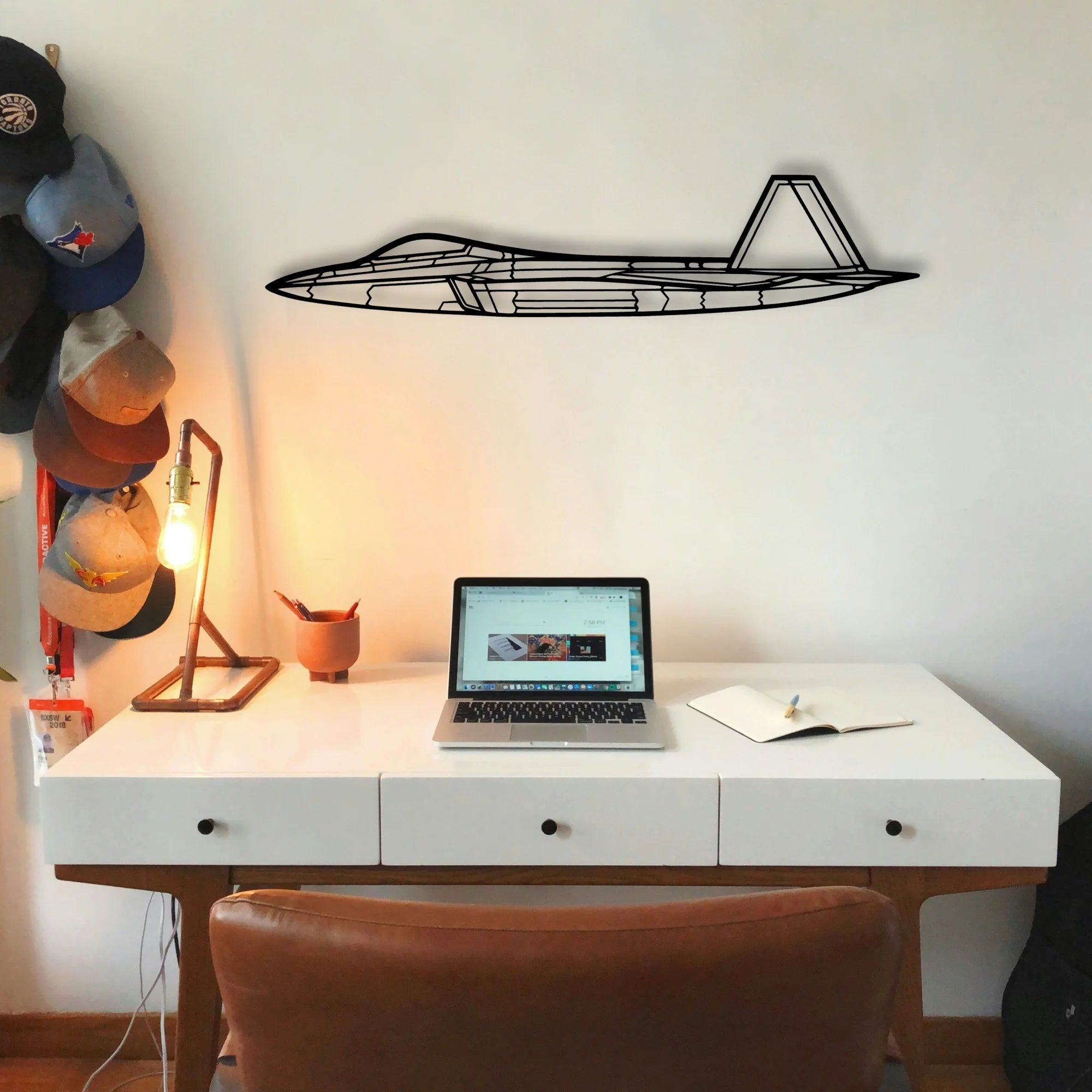 F 22 Raptor 3 Classic Aircraft Silhouette Metal Wall Art - Tinvibe