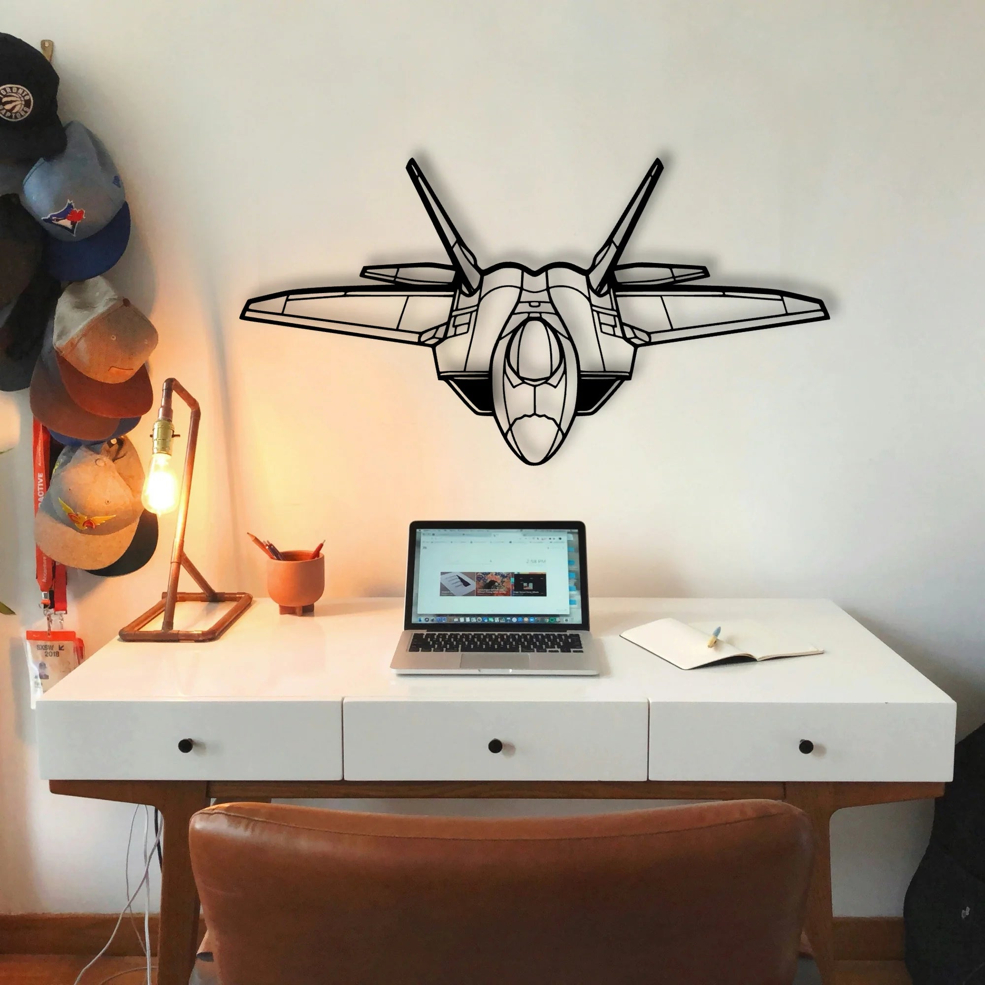 F 22 Raptor Classic Aircraft Silhouette Metal Wall Art - Tinvibe