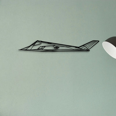 F117 Nighthawk Classic Aircraft Silhouette Metal Wall Art - Tinvibe