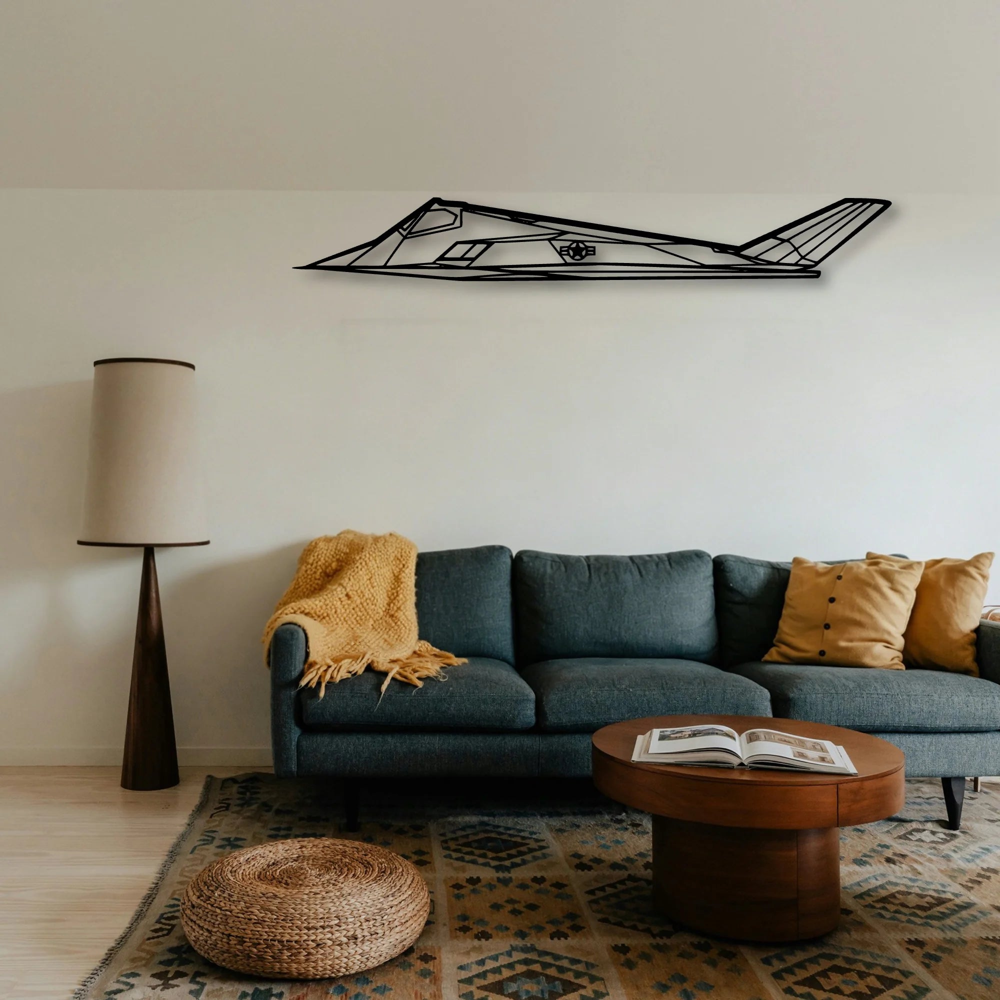 F117 Nighthawk Classic Aircraft Silhouette Metal Wall Art - Tinvibe