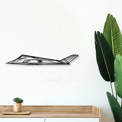 F117 Nighthawk Classic Aircraft Silhouette Metal Wall Art - Tinvibe