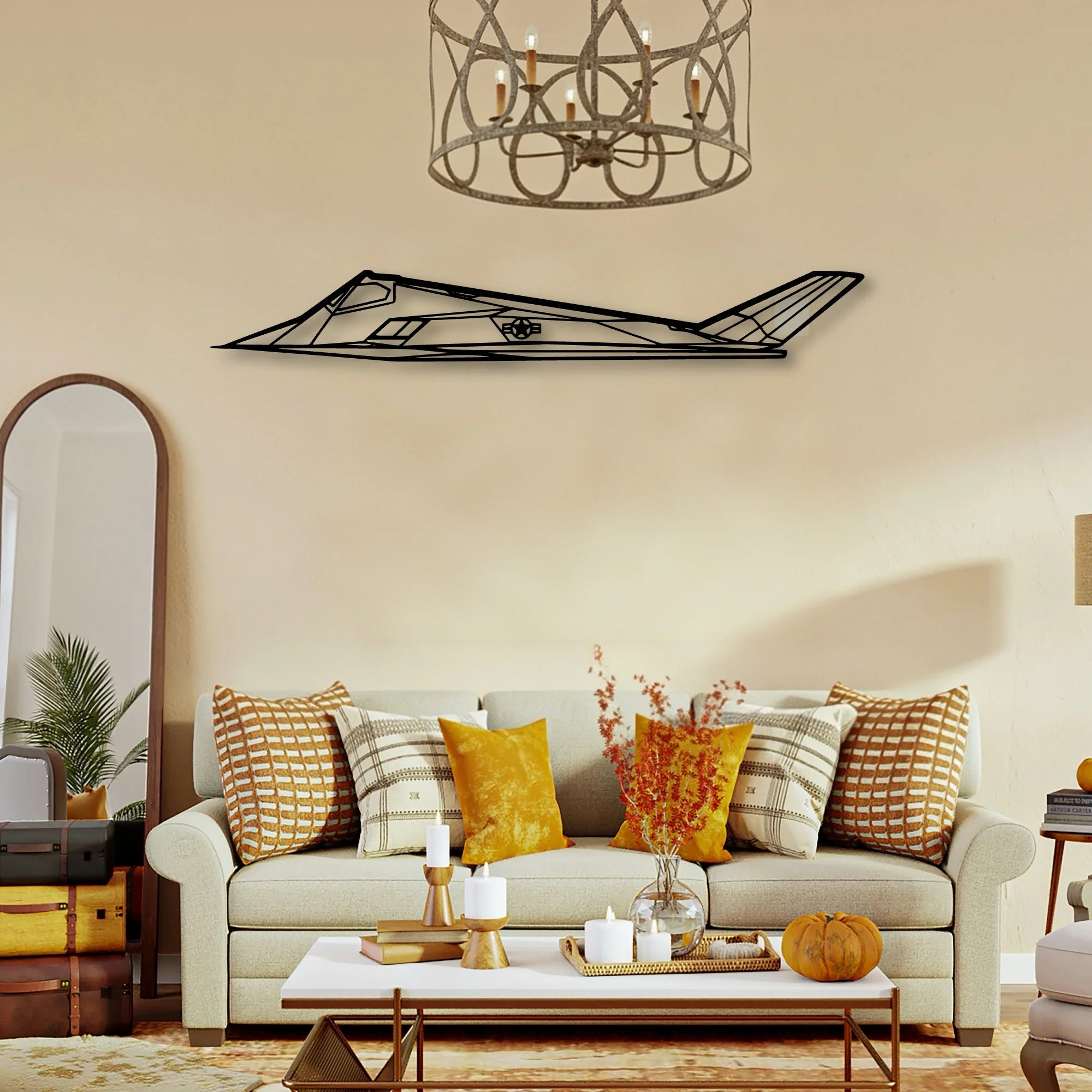 F117 Nighthawk Classic Aircraft Silhouette Metal Wall Art - Tinvibe
