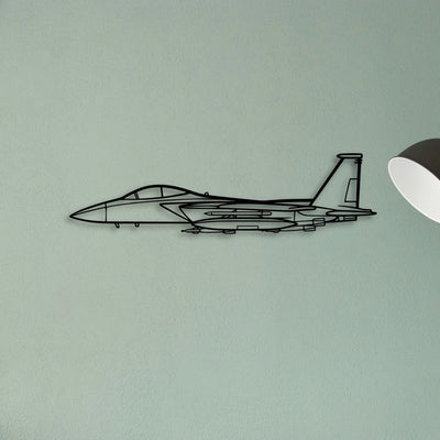 F15 Strike Eagle Classic Aircraft Silhouette Metal Wall Art - Tinvibe