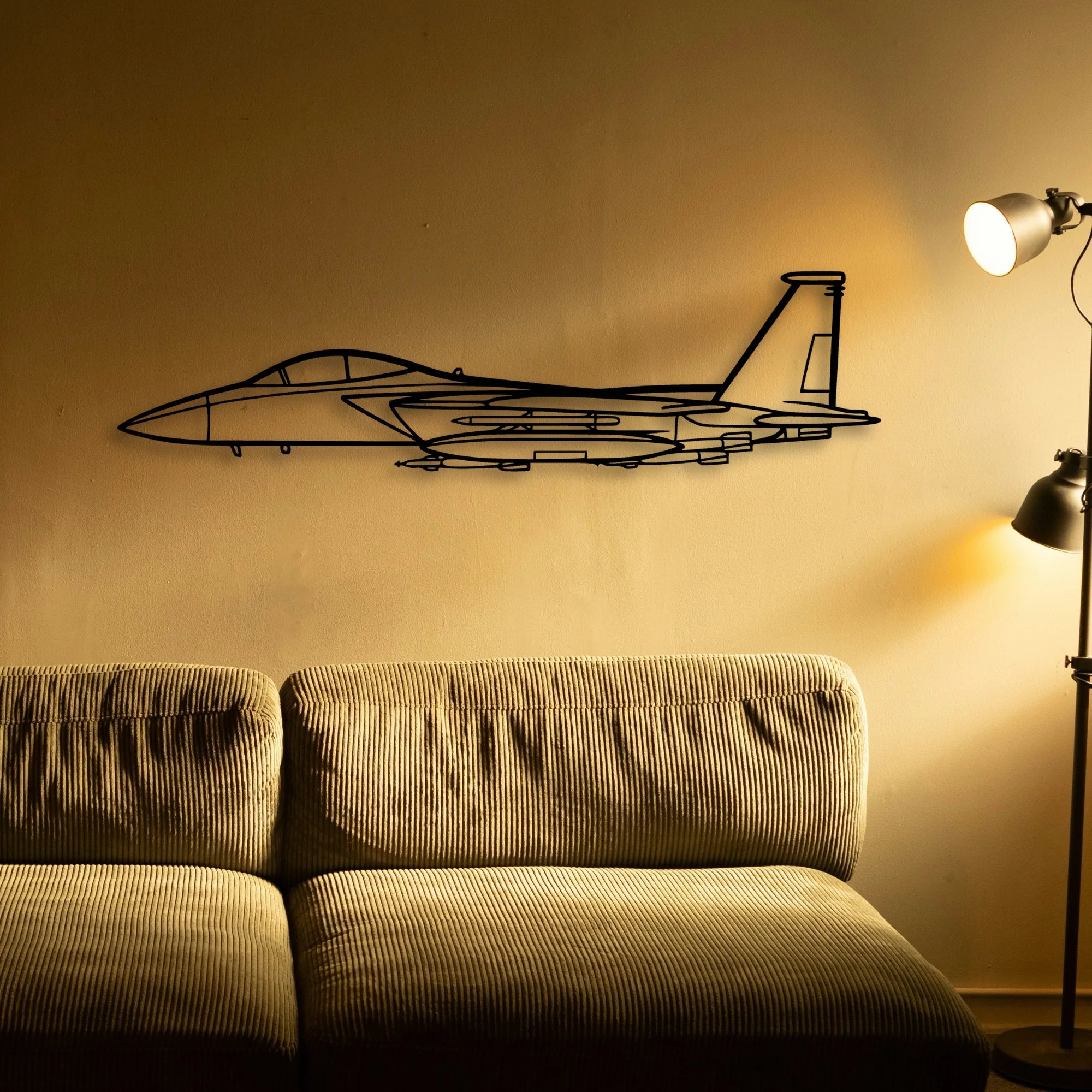 F15 Strike Eagle Classic Aircraft Silhouette Metal Wall Art - Tinvibe