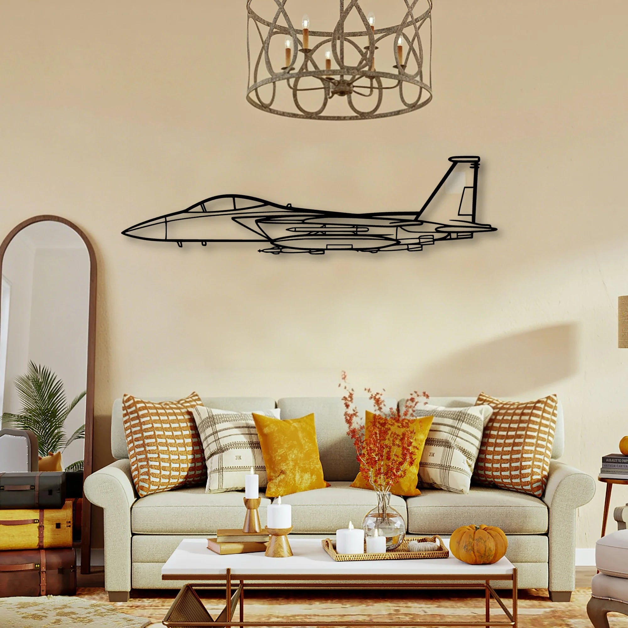 F15 Strike Eagle Classic Aircraft Silhouette Metal Wall Art - Tinvibe