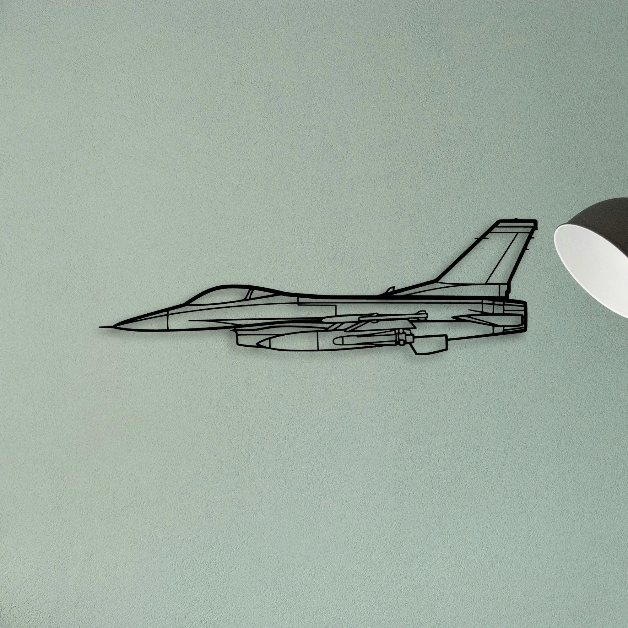 F16 Falcon Classic Aircraft Silhouette Metal Wall Art - Tinvibe