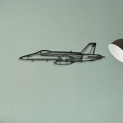 F18 Hornet Classic Aircraft Silhouette Metal Wall Art - Tinvibe