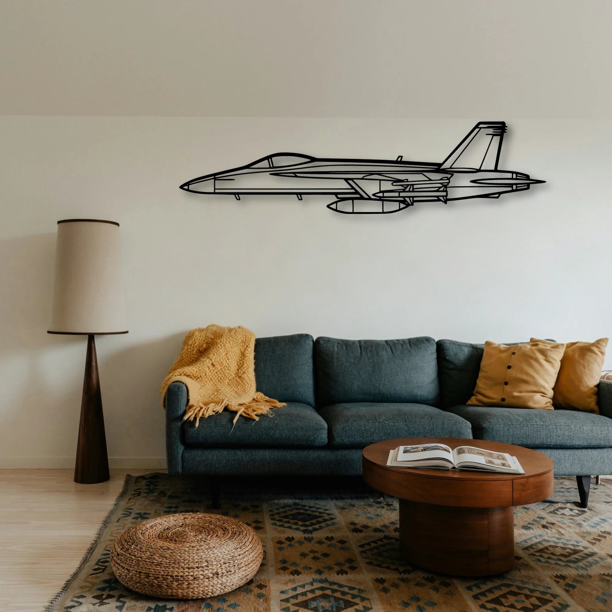 F18 Hornet Classic Aircraft Silhouette Metal Wall Art - Tinvibe