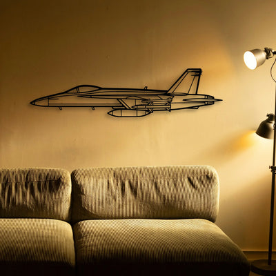 F18 Hornet Classic Aircraft Silhouette Metal Wall Art - Tinvibe