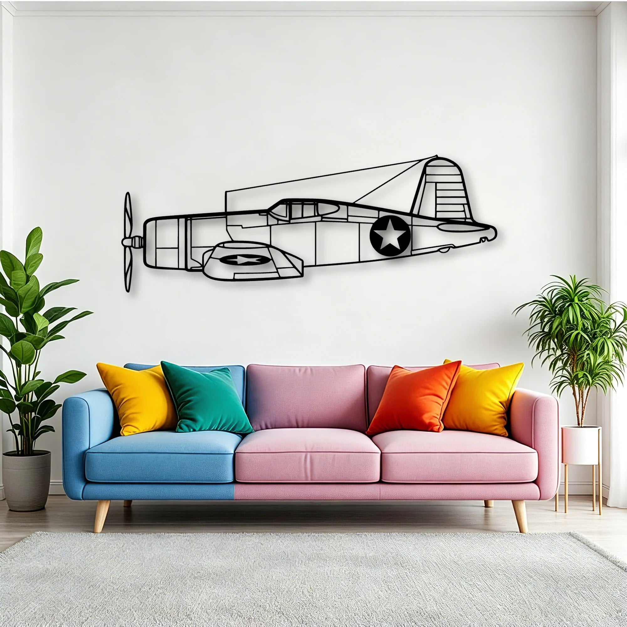 F4U Corsair Classic Aircraft Silhouette Metal Wall Art - Tinvibe