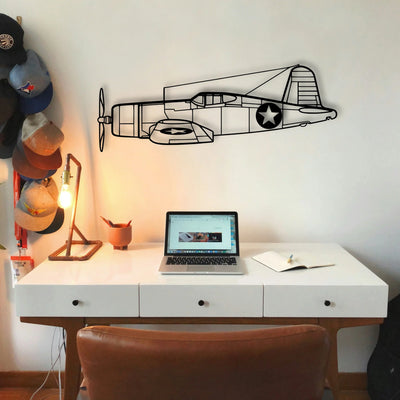 F4U Corsair Classic Aircraft Silhouette Metal Wall Art - Tinvibe