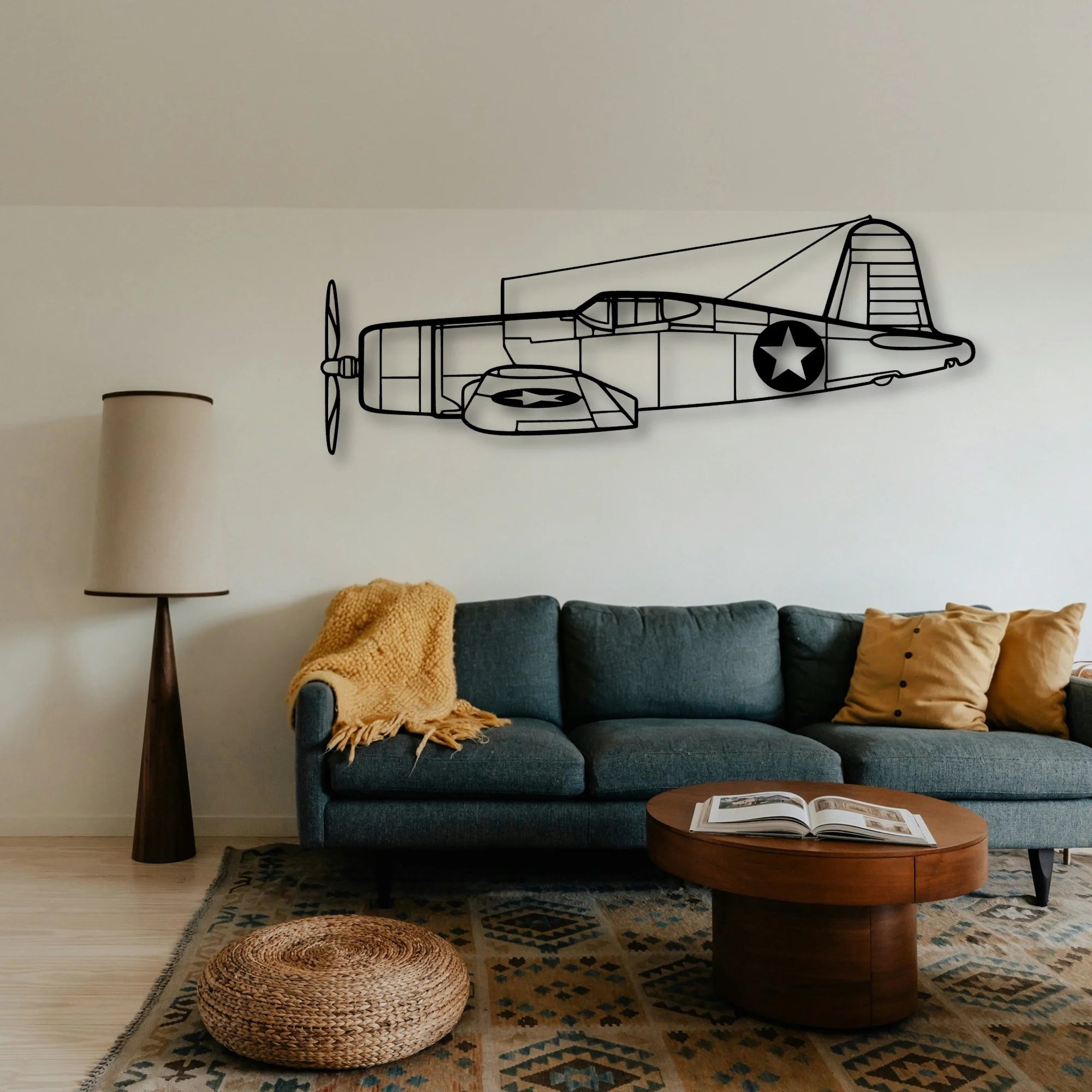 F4U Corsair Classic Aircraft Silhouette Metal Wall Art - Tinvibe