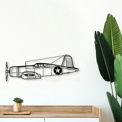 F4U Corsair Classic Aircraft Silhouette Metal Wall Art - Tinvibe