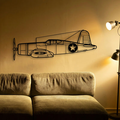 F4U Corsair Classic Aircraft Silhouette Metal Wall Art - Tinvibe
