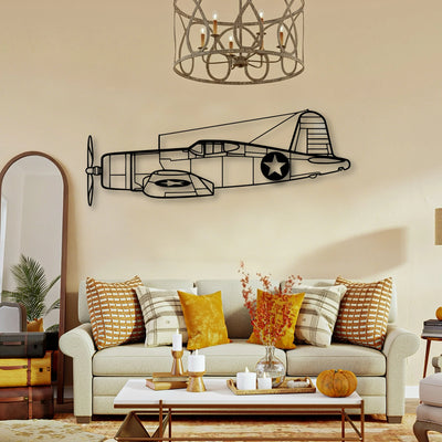 F4U Corsair Classic Aircraft Silhouette Metal Wall Art - Tinvibe