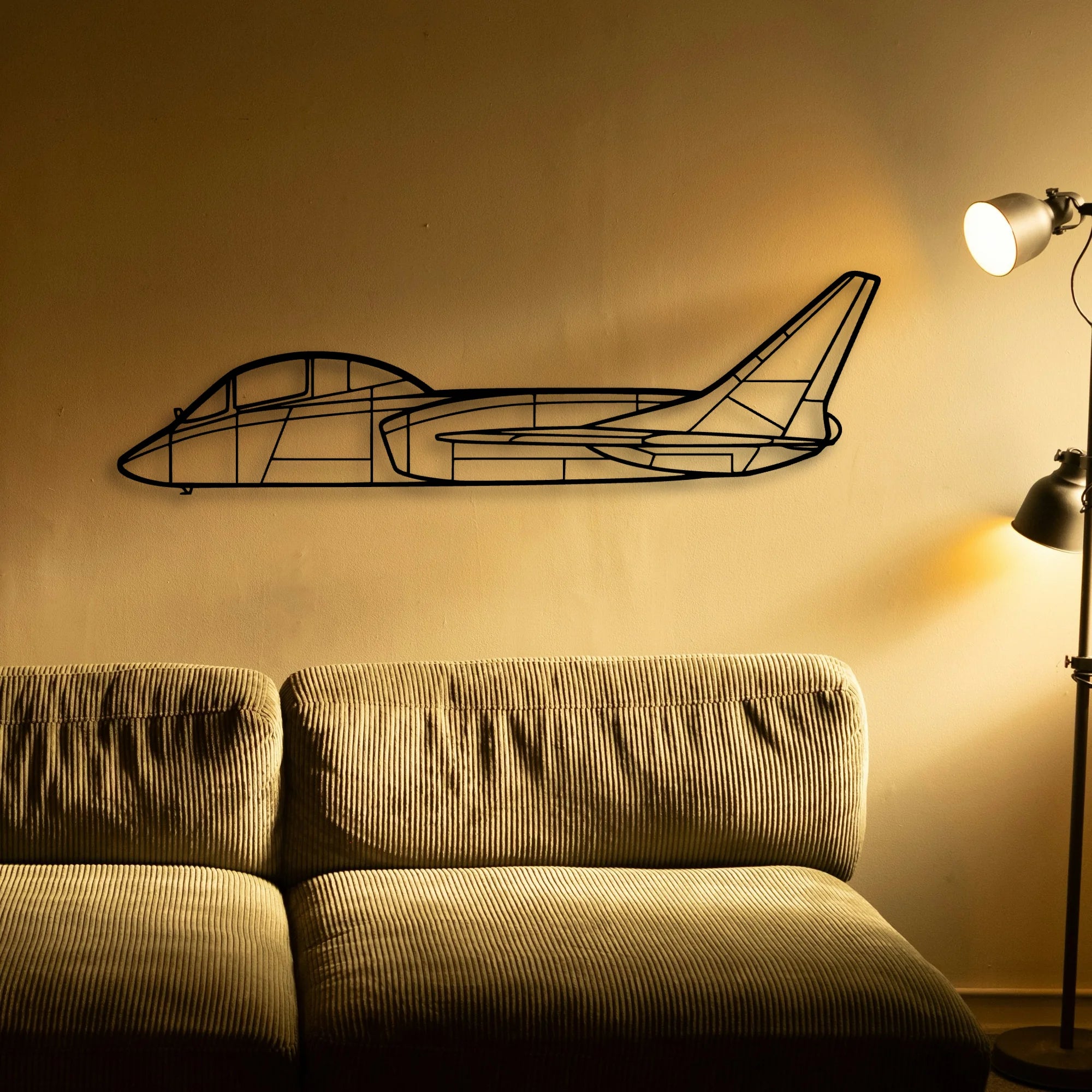 F7U 3 Cutlass Classic Aircraft Silhouette Metal Wall Art - Tinvibe