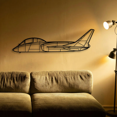 F7U 3 Cutlass Classic Aircraft Silhouette Metal Wall Art - Tinvibe