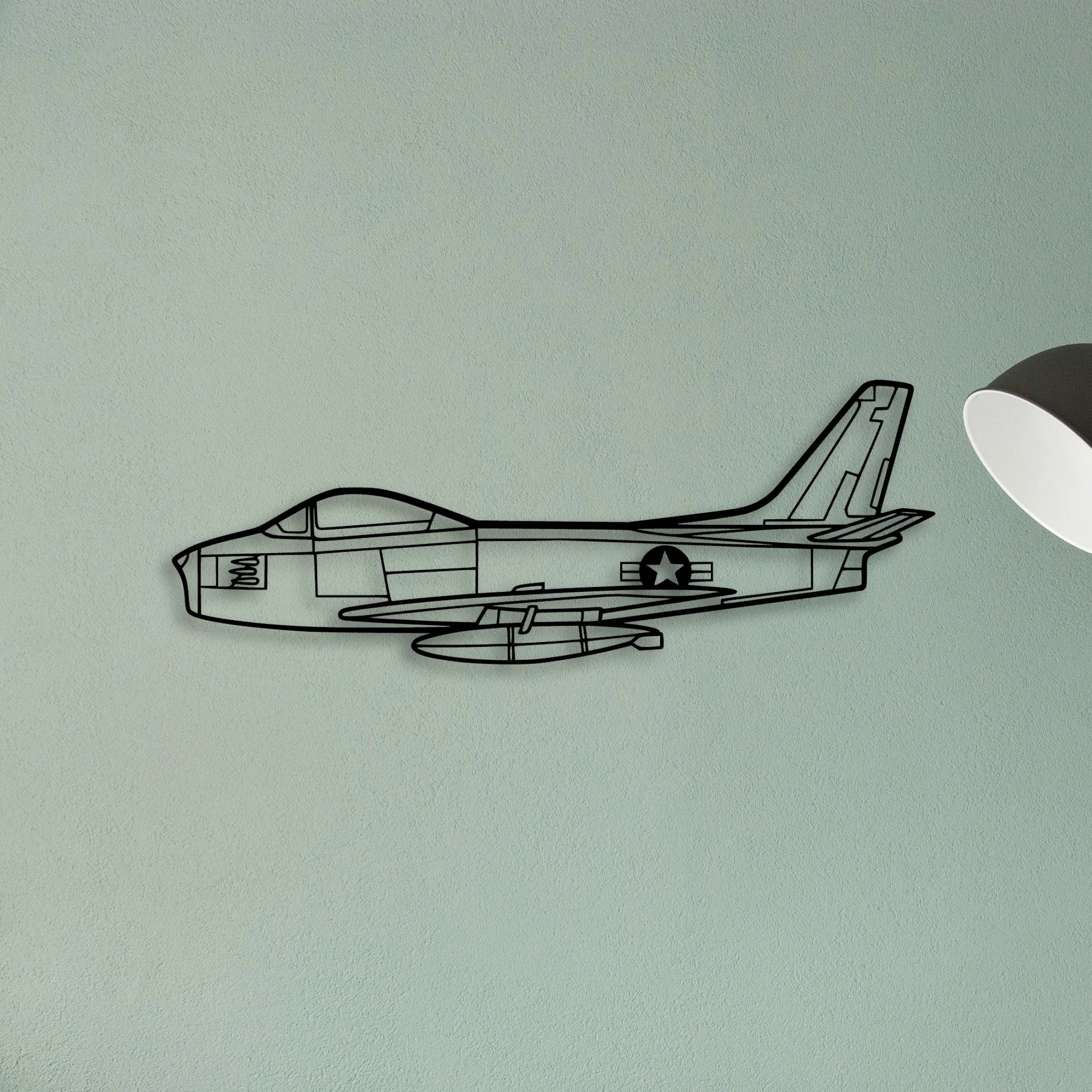 F86 Sabre Classic Aircraft Silhouette Metal Wall Art - Tinvibe