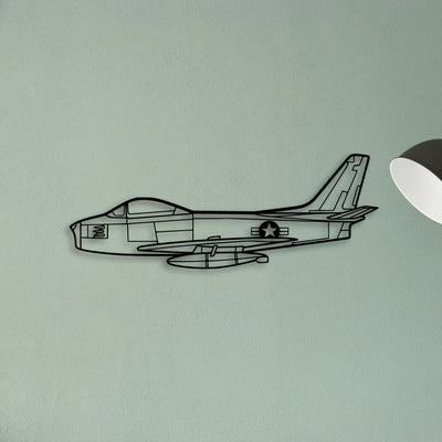 F86 Sabre Classic Aircraft Silhouette Metal Wall Art - Tinvibe