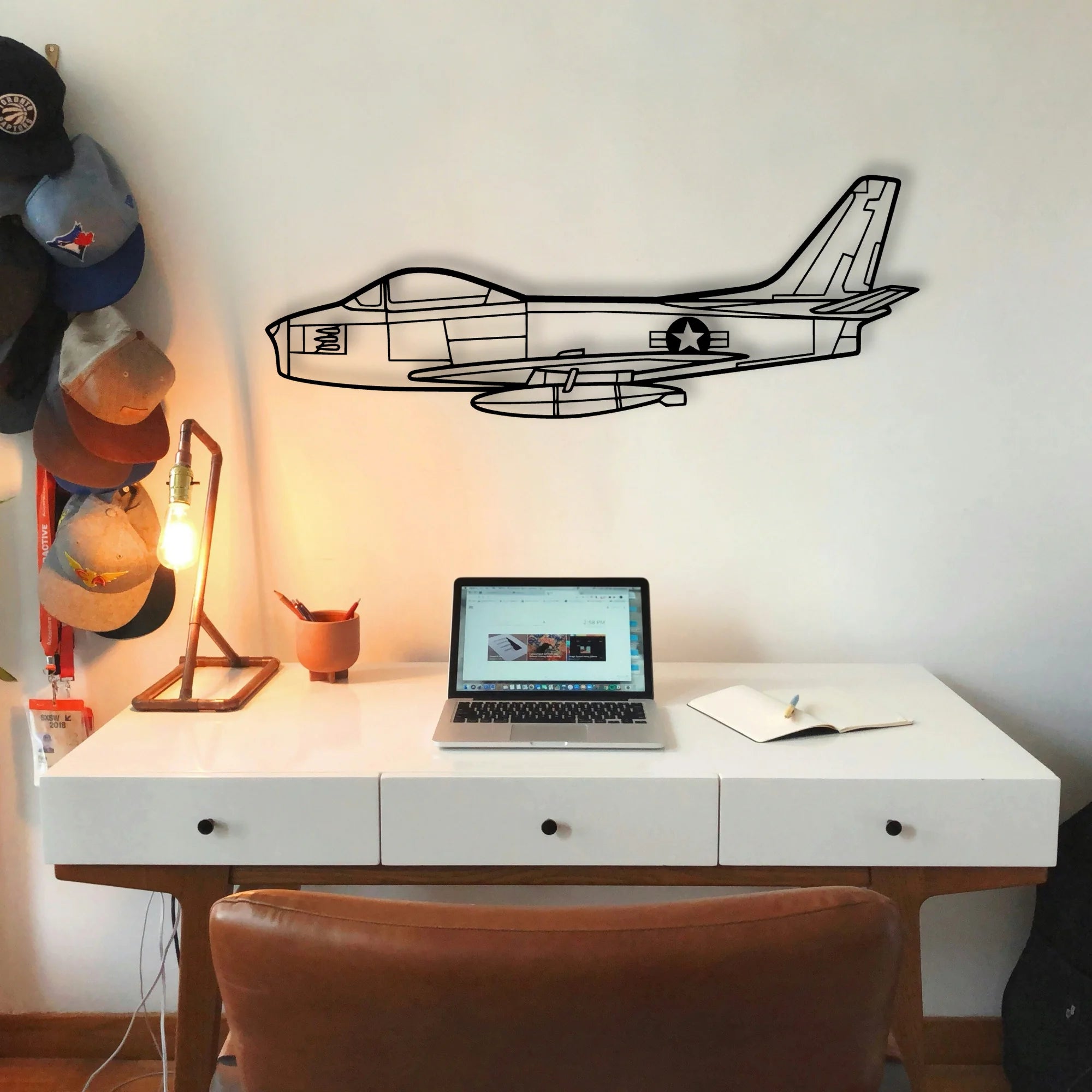F86 Sabre Classic Aircraft Silhouette Metal Wall Art - Tinvibe