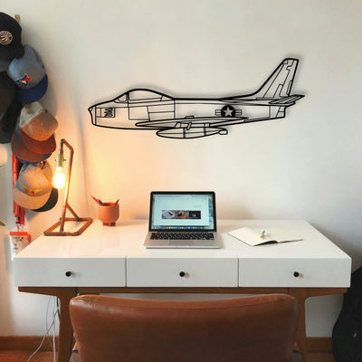 F86 Sabre Classic Aircraft Silhouette Metal Wall Art - Tinvibe