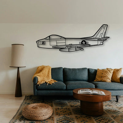 F86 Sabre Classic Aircraft Silhouette Metal Wall Art - Tinvibe