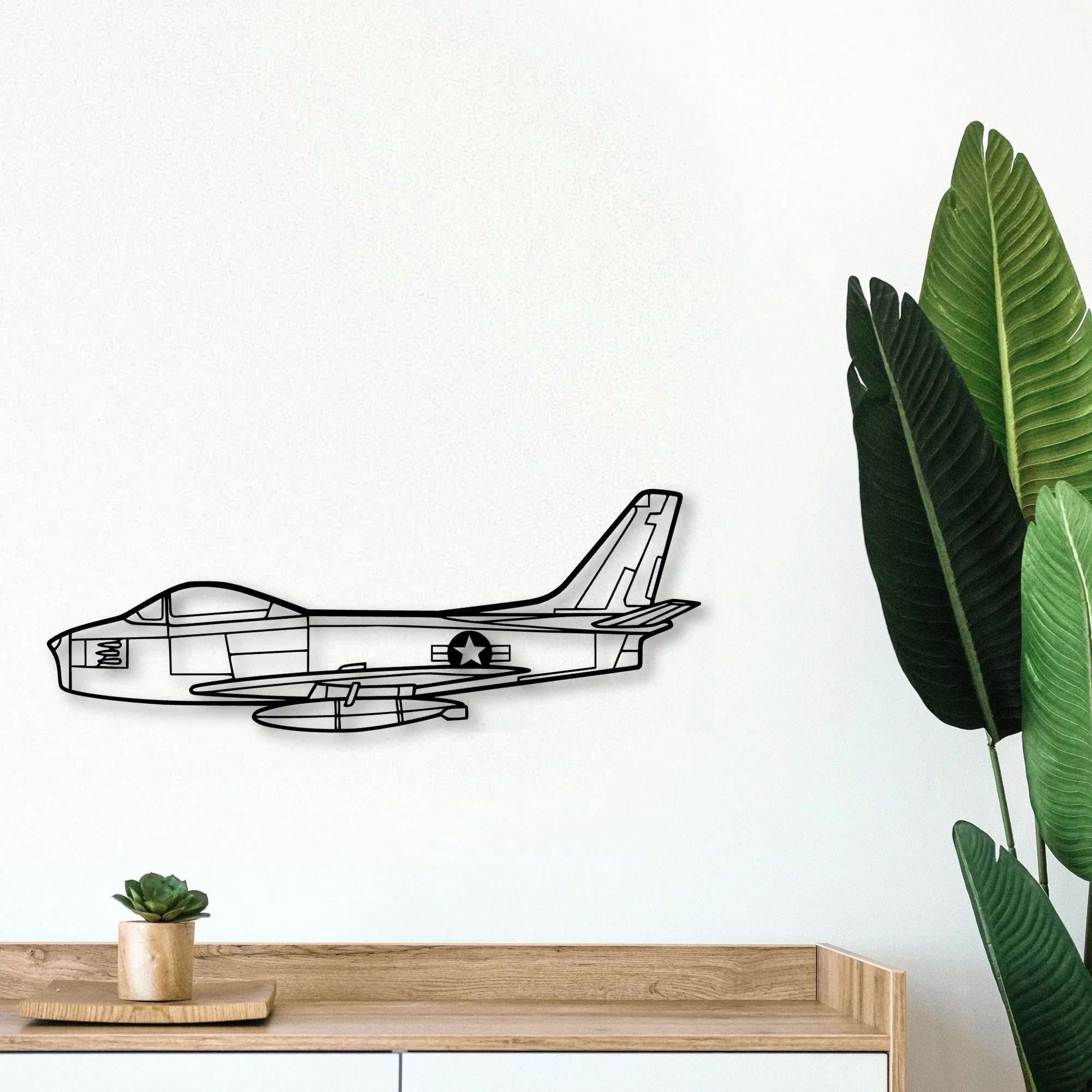 F86 Sabre Classic Aircraft Silhouette Metal Wall Art - Tinvibe