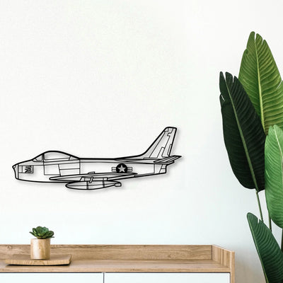 F86 Sabre Classic Aircraft Silhouette Metal Wall Art - Tinvibe