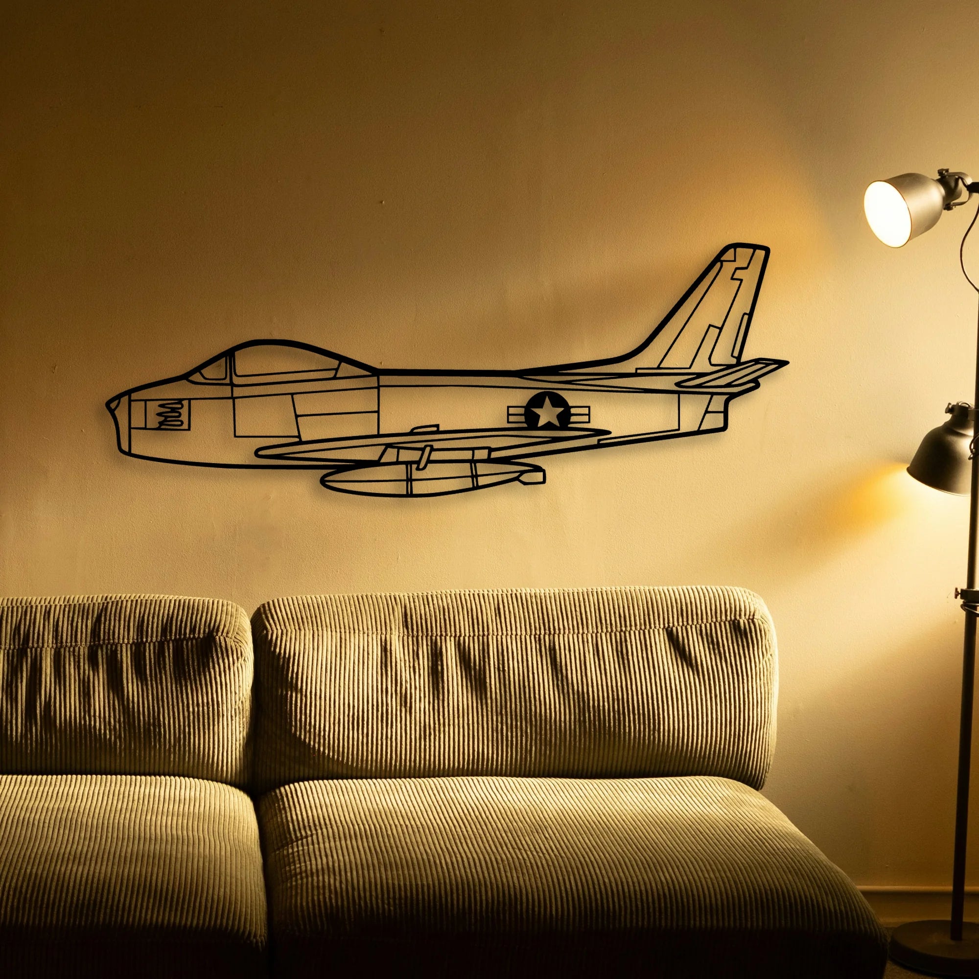 F86 Sabre Classic Aircraft Silhouette Metal Wall Art - Tinvibe