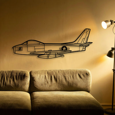 F86 Sabre Classic Aircraft Silhouette Metal Wall Art - Tinvibe