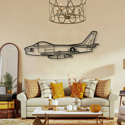 F86 Sabre Classic Aircraft Silhouette Metal Wall Art - Tinvibe