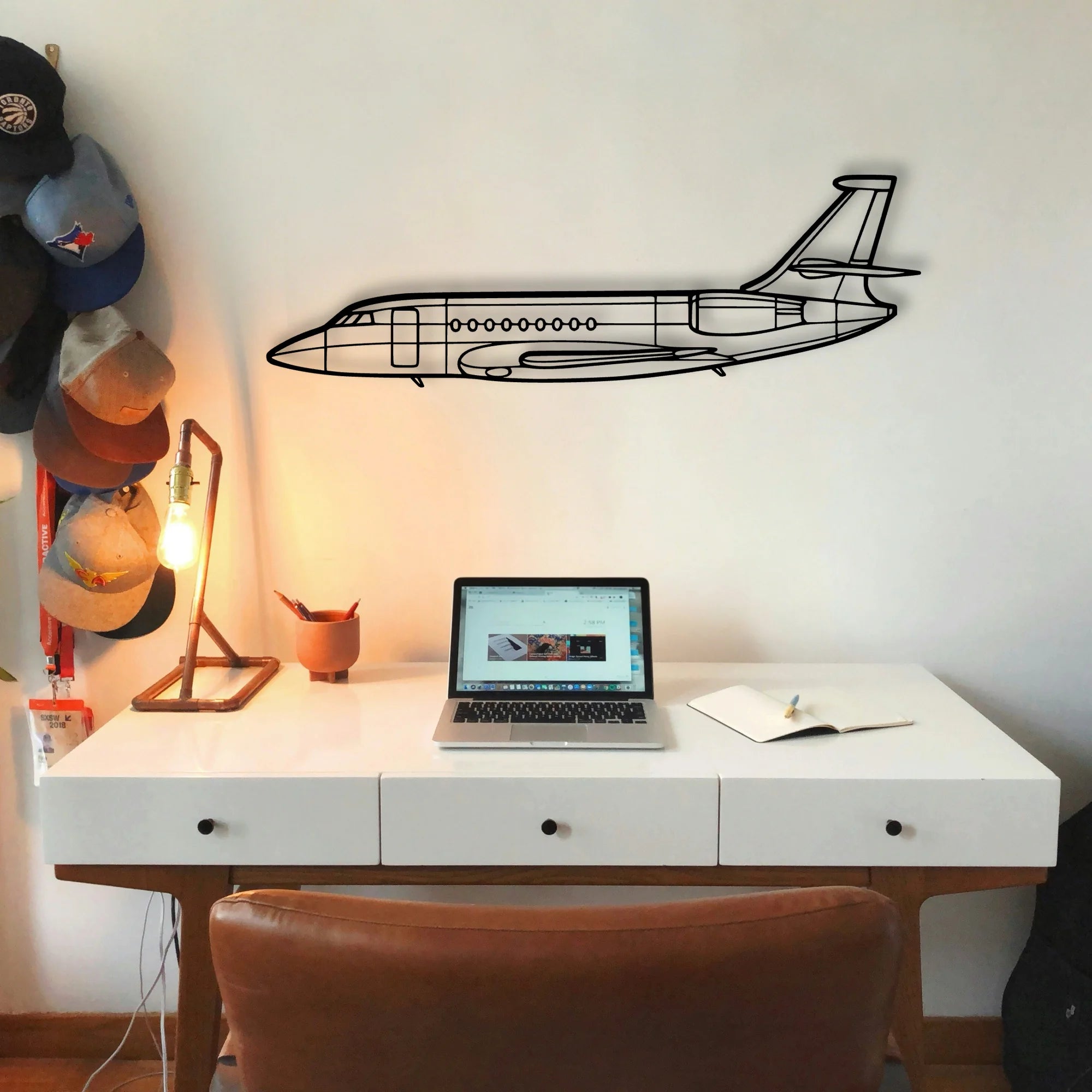 Falcon 2000 2 Classic Aircraft Silhouette Metal Wall Art - Tinvibe