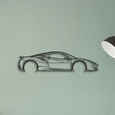 Ferrari 488 Pista Classic Silhouette Metal Wall Art - Tinvibe