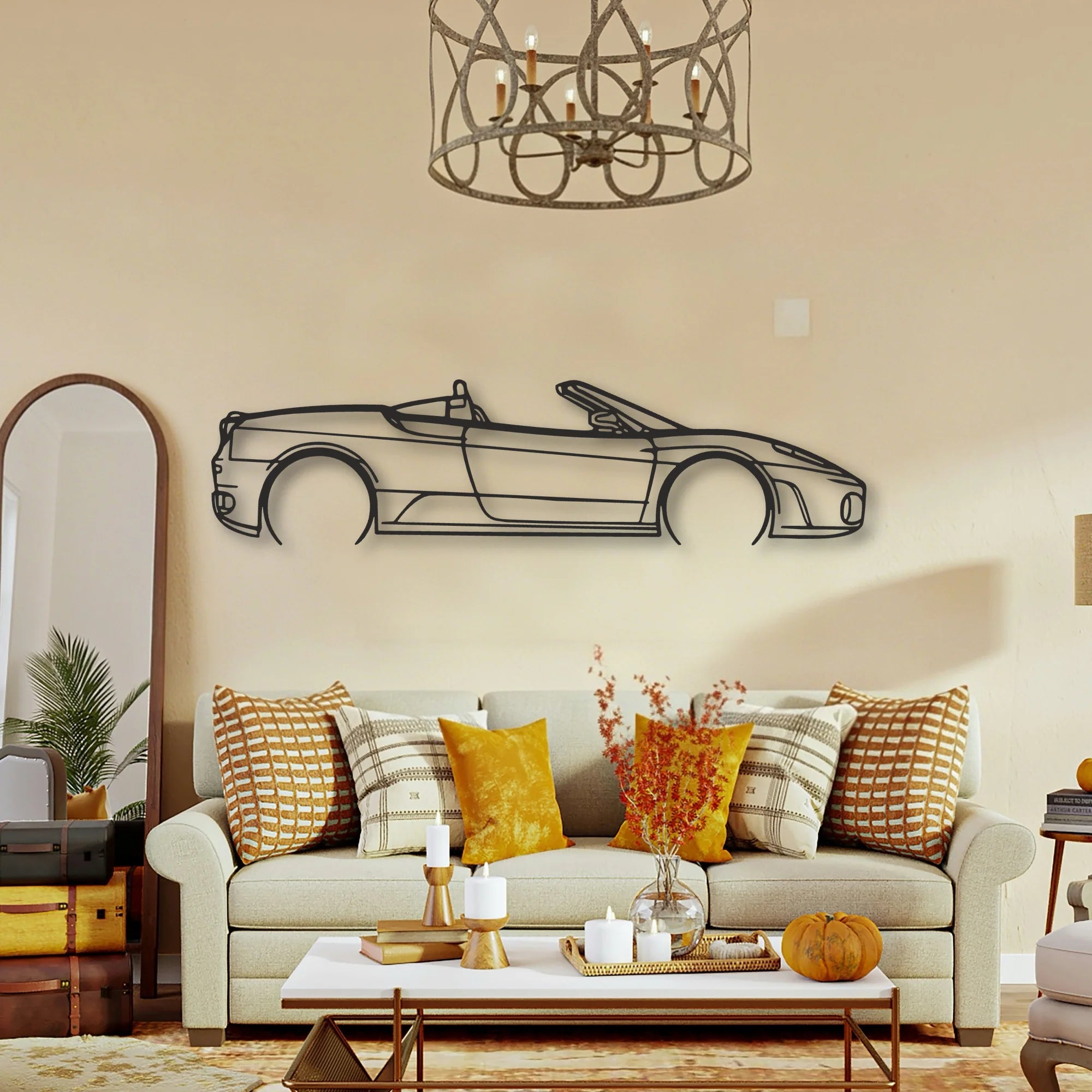 Ferrari F430 Spider Classic Silhouette Metal Wall Art - Tinvibe