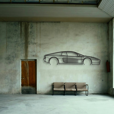 Ferrari Testarossa Classic Silhouette Metal Wall Art - Tinvibe