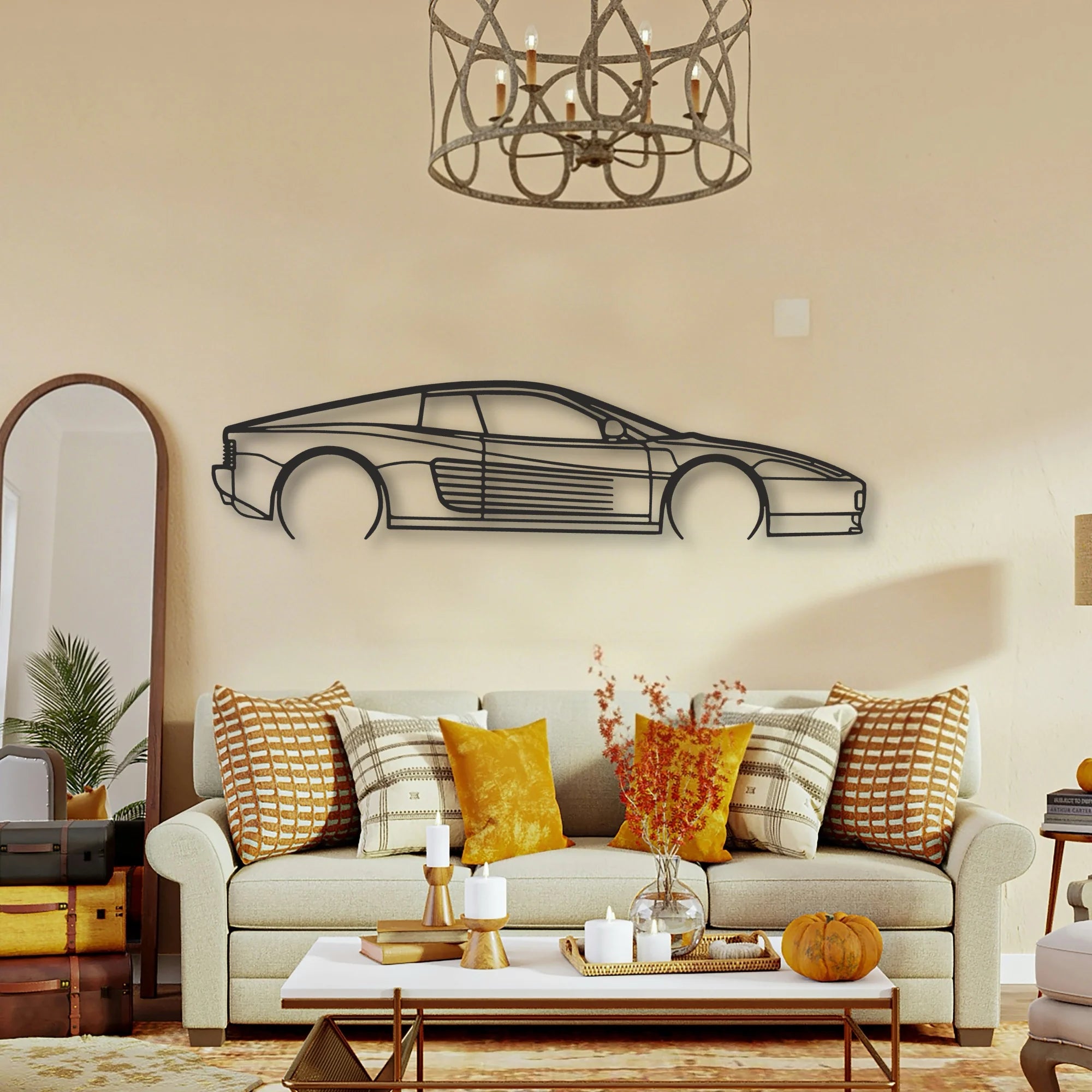 Ferrari Testarossa Classic Silhouette Metal Wall Art - Tinvibe