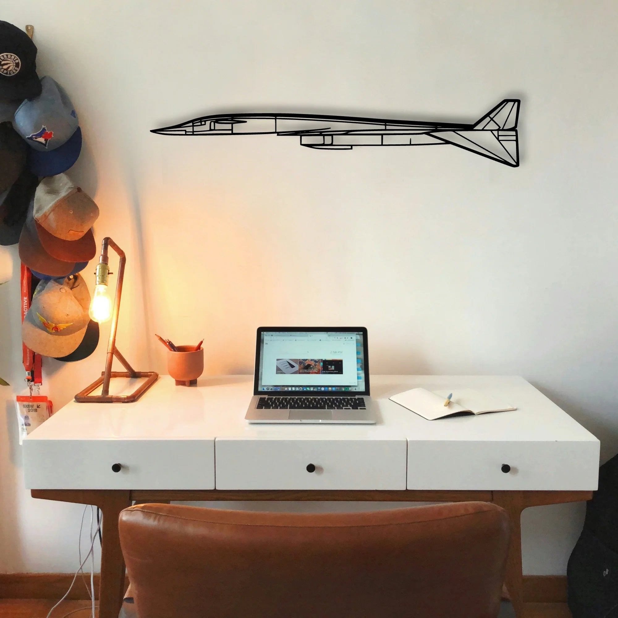 Fighter Jet Classic Aircraft Silhouette Metal Wall Art - Tinvibe
