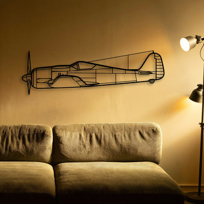 FW190A Classic Aircraft Silhouette Metal Wall Art - Tinvibe