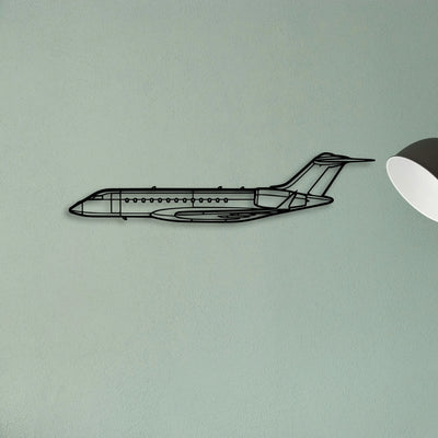 Global 6000 2018 Classic Aircraft Silhouette Metal Wall Art - Tinvibe