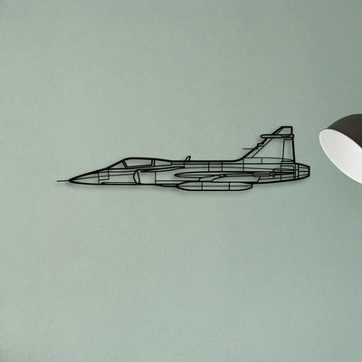Jas 39 Gripern Classic Aircraft Silhouette Metal Wall Art - Tinvibe