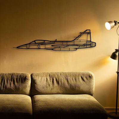 Jas 39 Gripern Classic Aircraft Silhouette Metal Wall Art - Tinvibe