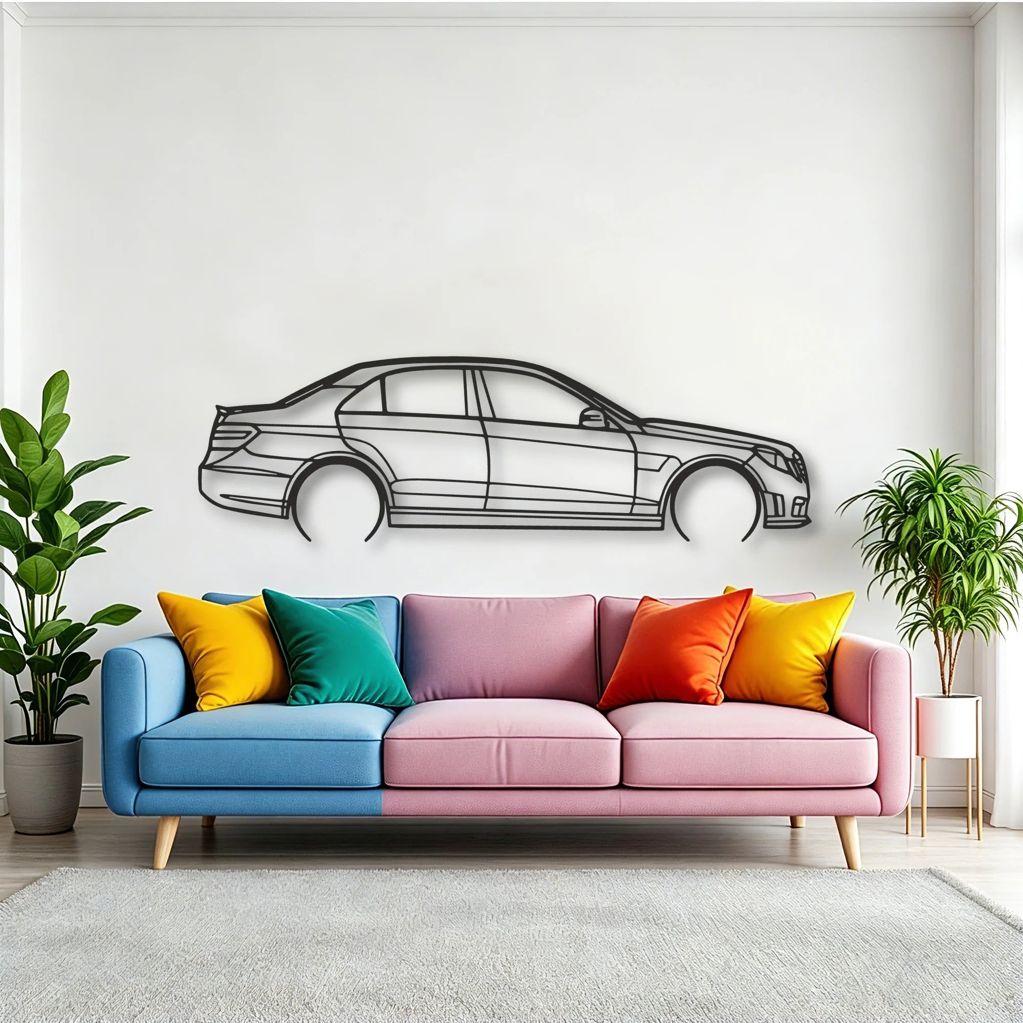 Mercedes E63 AMG Classic Silhouette Metal Wall Art - Tinvibe