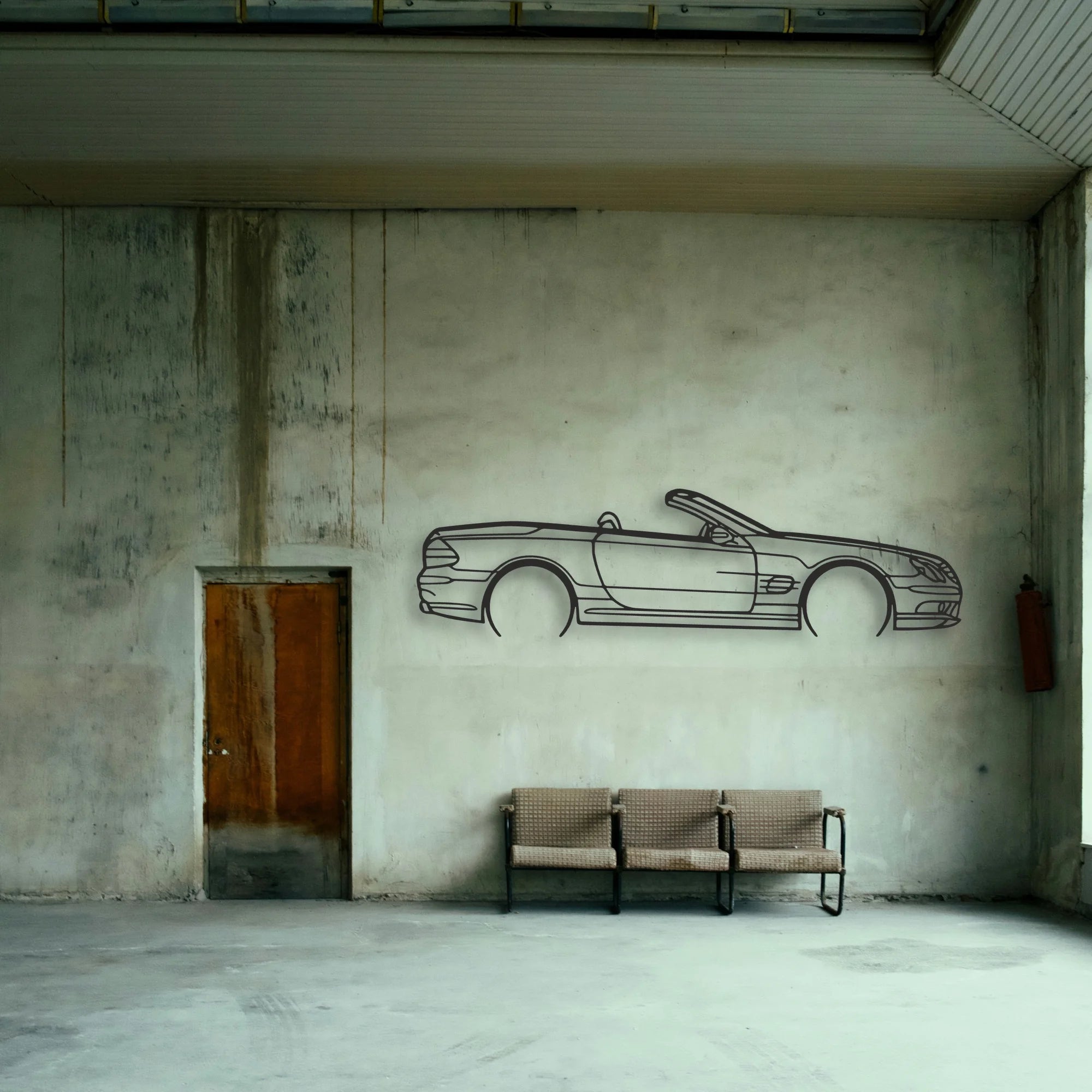 Mercedes SL55 R230 Classic Silhouette Metal Wall Art - Tinvibe