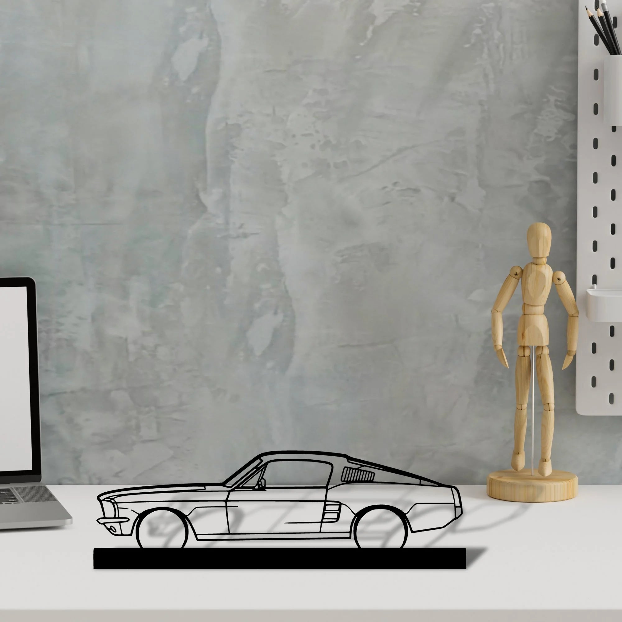 mustang-gt-fastback-390s Silhouette Metal Art Stand - Tinvibe