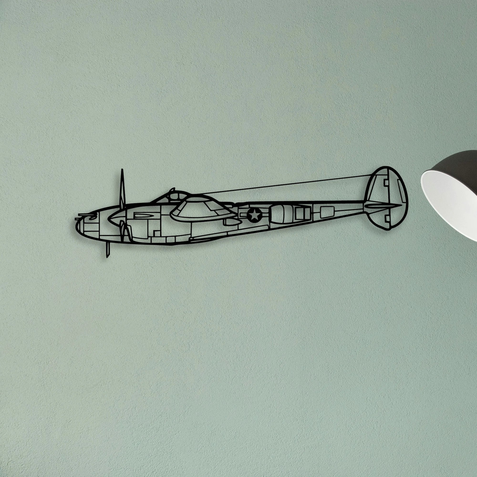 P 38L Lightning 1945 Classic Aircraft Silhouette Metal Wall Art - Tinvibe