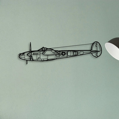 P 38L Lightning 1945 Classic Aircraft Silhouette Metal Wall Art - Tinvibe