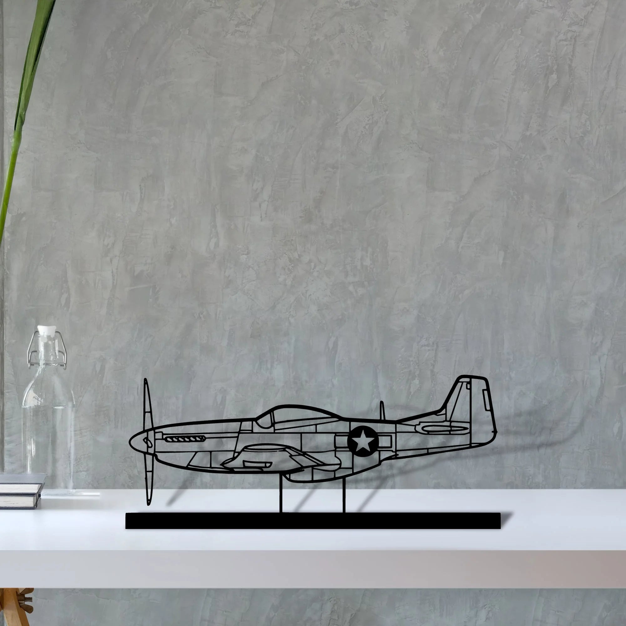 p-51-mustang-4 Silhouette Metal Art Stand - Tinvibe