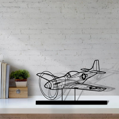 p-51d-mustang Silhouette Metal Art Stand - Tinvibe
