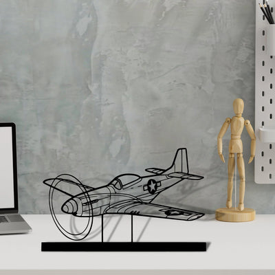 p-51d-mustang Silhouette Metal Art Stand - Tinvibe